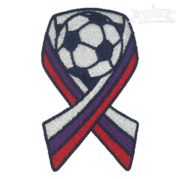 Soccer Ribbon Embroidery Design