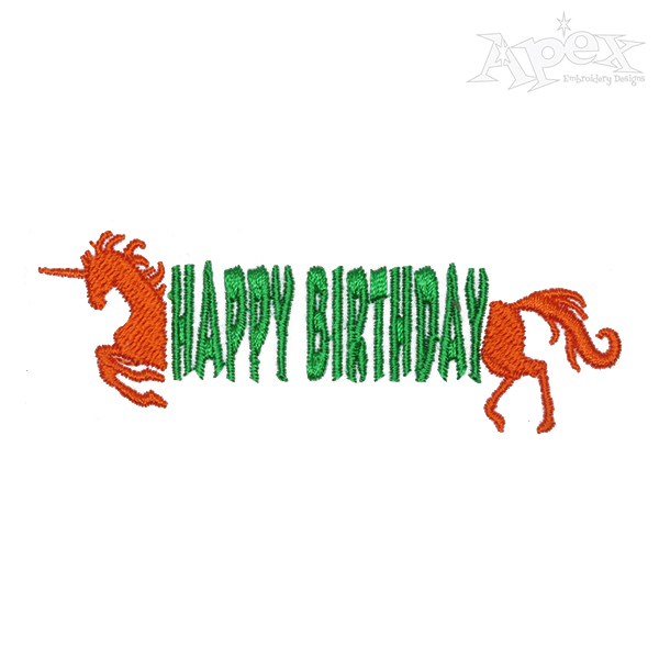 Happy Birthday Unicorn Embroidery Design