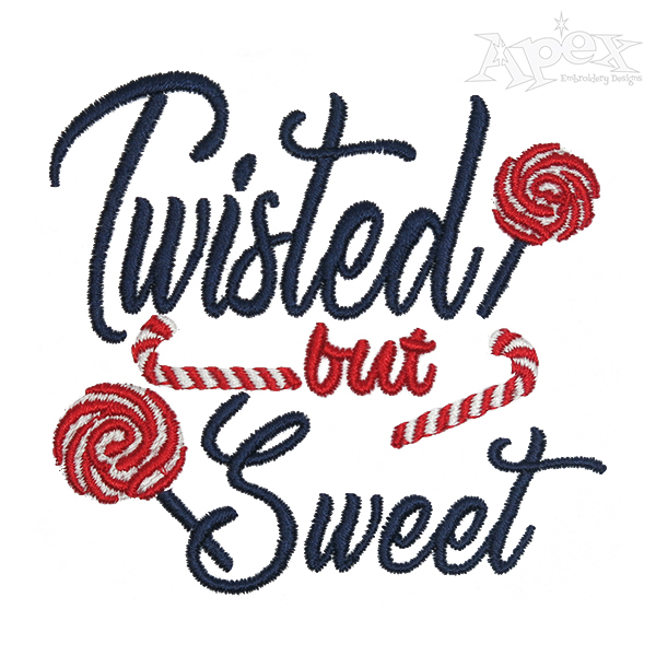 Twisted but Sweet Candy Cane Embroidery Design