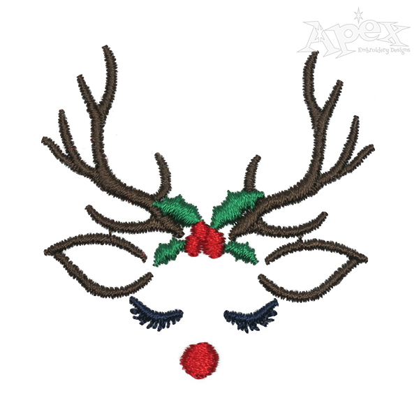 Holly Reindeer Embroidery Designs