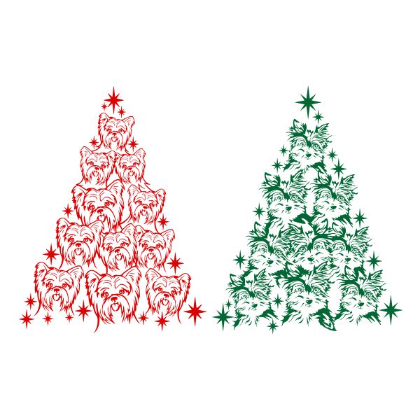 Yorkie Dog Christmas Tree SVG Cuttable Design