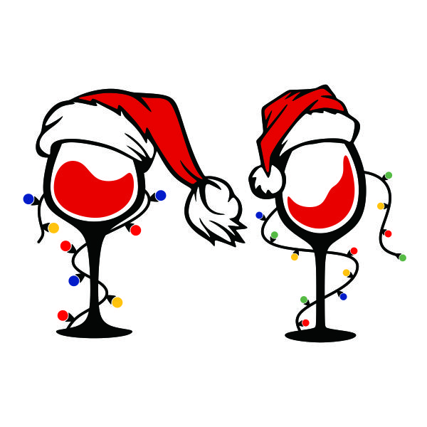 Christmas Lights Santa Wine Glass SVG Cuttable Design