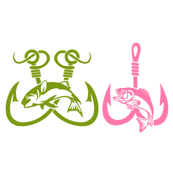 Double Fishing Hook SVG Cuttable Design