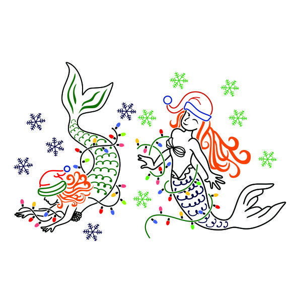 Christmas Lights Mermaid SVG Cuttable Design