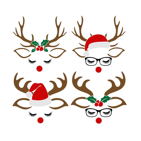 Santa Hat Holly Reindeer SVG Cuttable Design