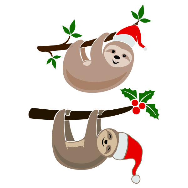 Christmas Sloth SVG Cuttable Design