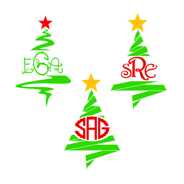 Christmas Tree Monogram Frame SVG Cuttable Design