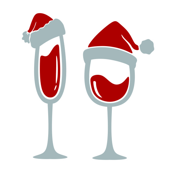 Christmas Wine Glass Santa Hat SVG Cuttable Design