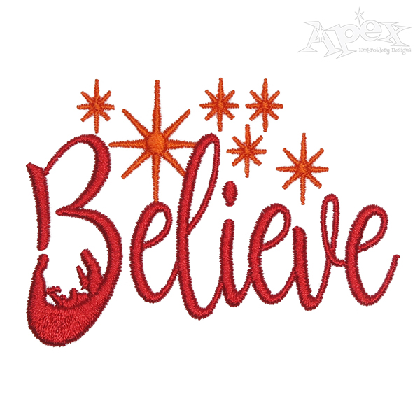 Christmas Believe Embroidery Design