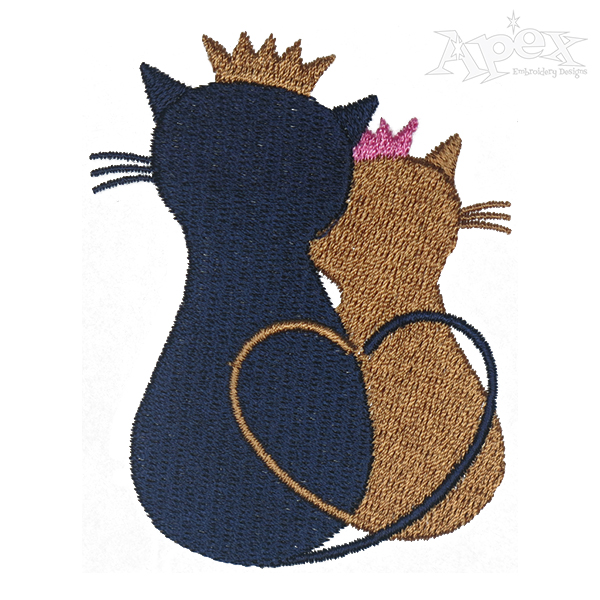 Love Cats Couple Embroidery Design