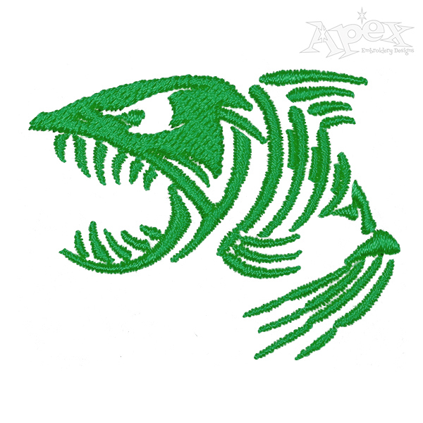 Angry Fish Bone Embroidery Design