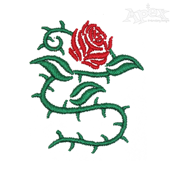 Rose with Thorns Embroidery Design