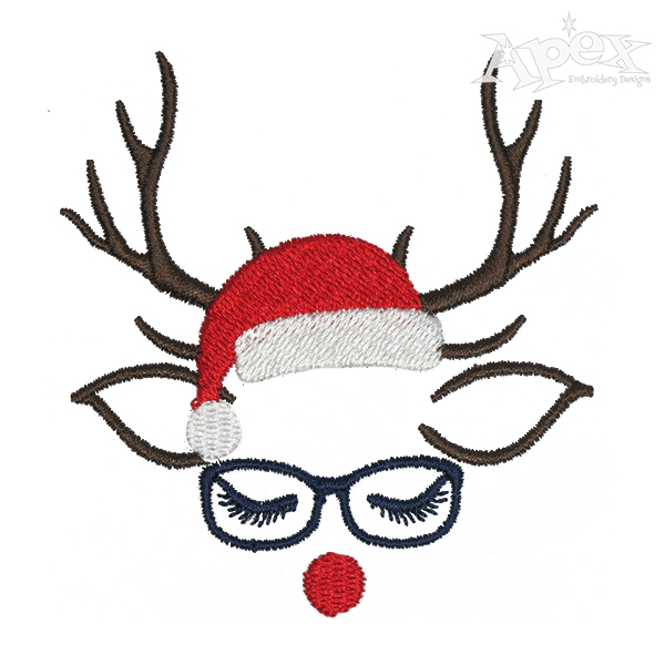 Santa Glasses Reindeer Embroidery Design