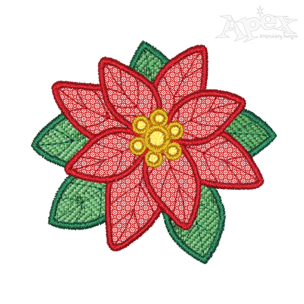 Christmas Poinsettia Flower Applique Embroidery Design
