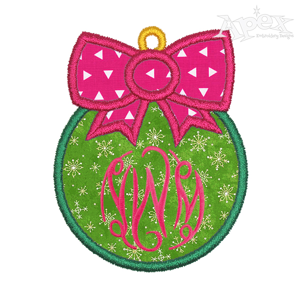 Christmas Bulb Applique Embroidery Design