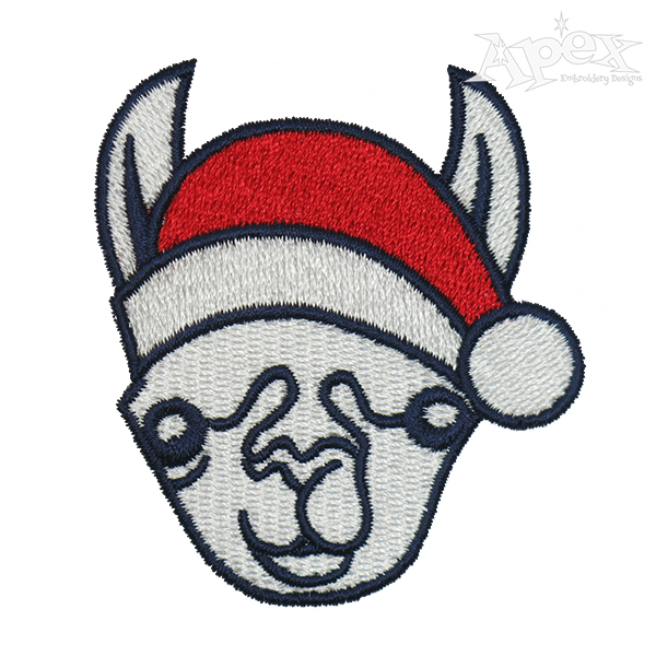 Santa Llama Embroidery Design