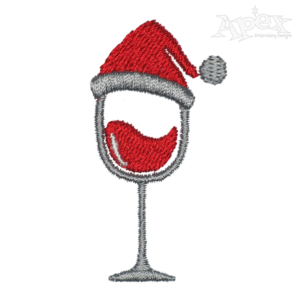 Santa Wine Glass Embroidery Design