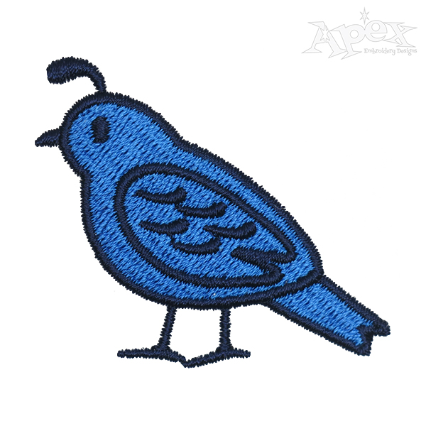 California Quail Bird Embroidery Design