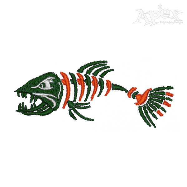 Angry Fish Bone Embroidery Design