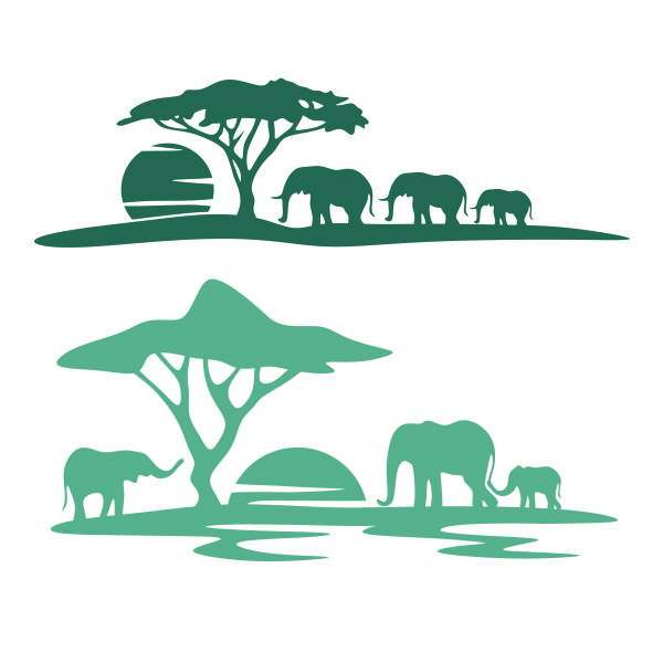 African Wildlife with Elephant SVG Cuttable Design