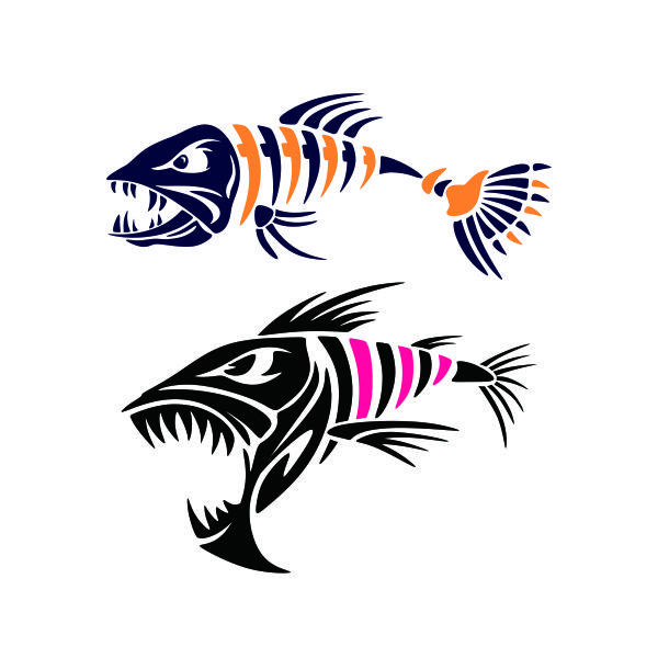 Angry Fish Bone SVG Cuttable Design
