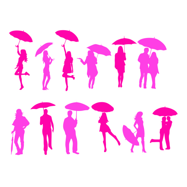 Umbrella Girl Silhouette Pack SVG Cuttable Design