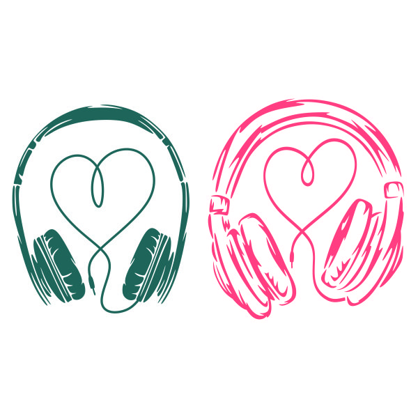 Heart Beat Headphones SVG Cuttable Design