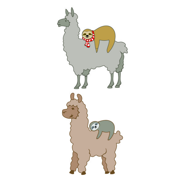 Llama Carrying Sloth SVG Cuttable Design