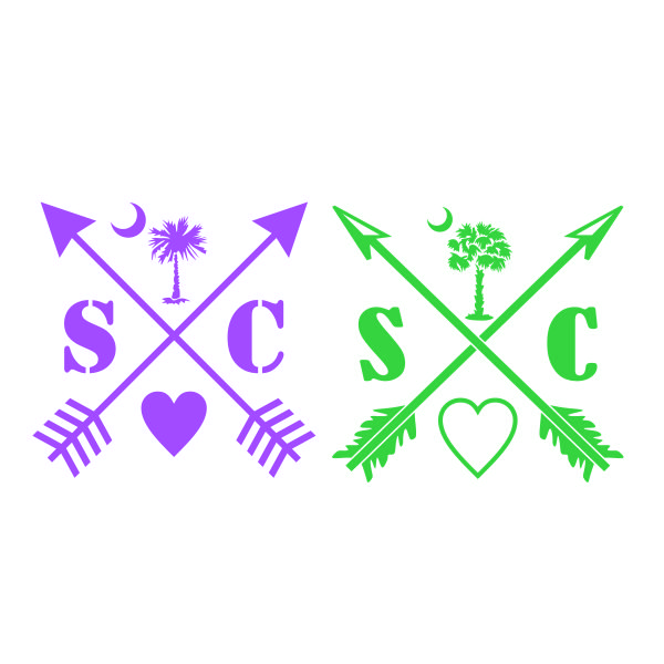South Carolina SVG Love Heart Palmetto Tree Arrow SVG Cuttable Design