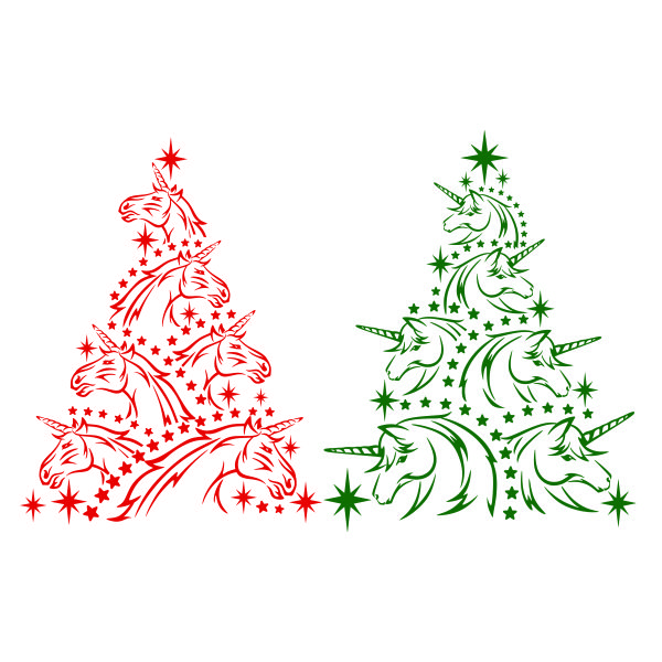 Unicorn Christmas Tree SVG Cuttable Design