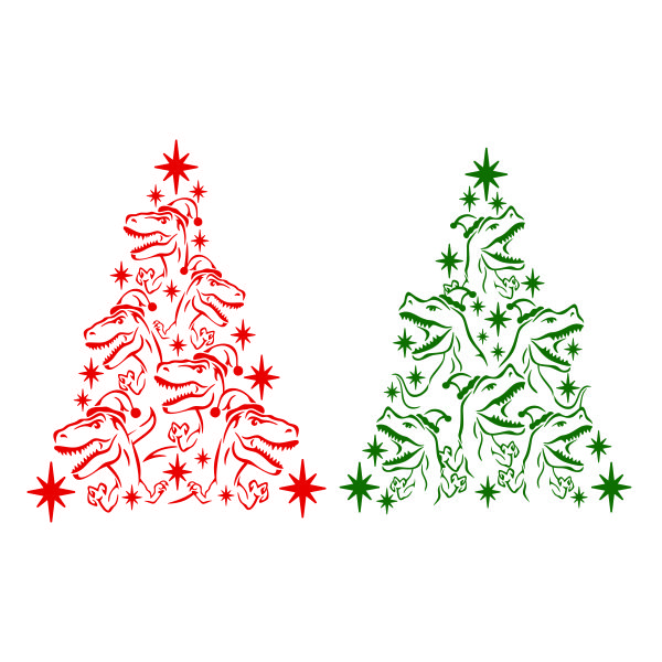 T-Rex Dinosaur Christmas Tree SVG Cuttable Design