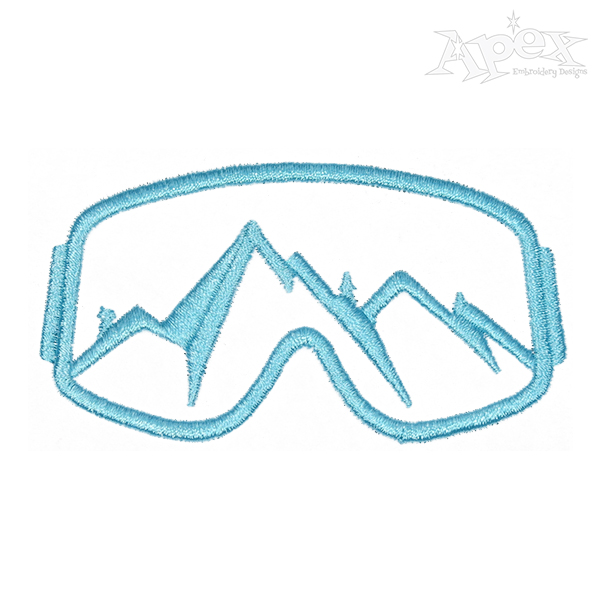 Skiing Snowboarding Mountain Goggles Embroidery Design