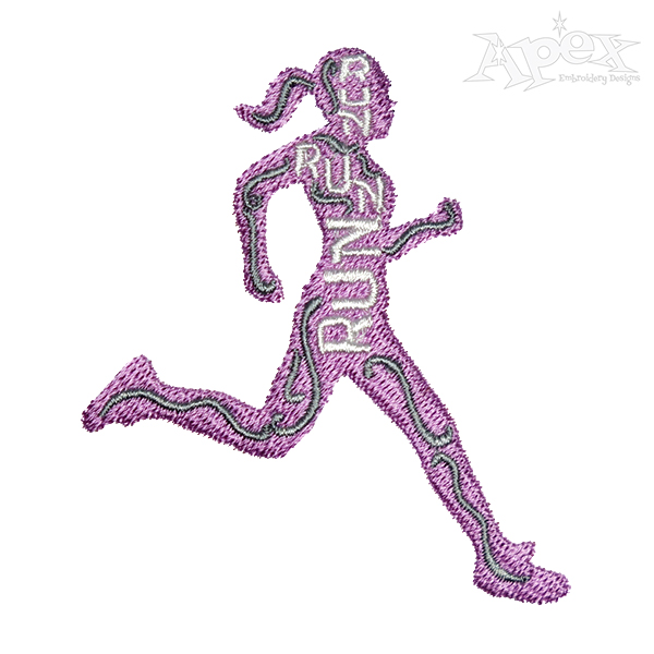 Running Girl Run Embroidery Design