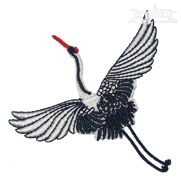Crane Bird Embroidery Design | Apex Monogram Designs & Fonts