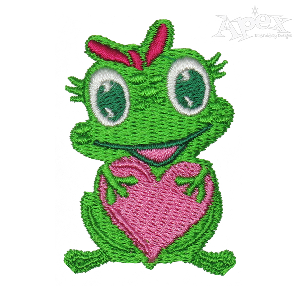 Valentine Heart Frog Embroidery Design