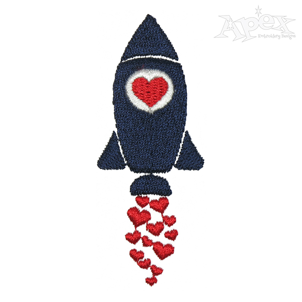 Valentine Hearts Rocket Embroidery Design