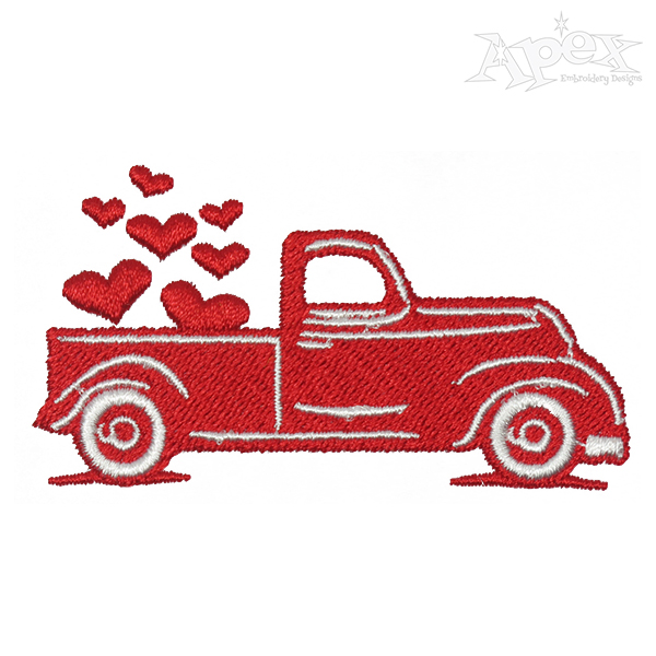 Valentine Vintage Pickup Truck Embroidery Design