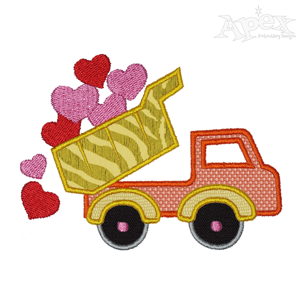 Valentine Dump Truck Applique Embroidery Design