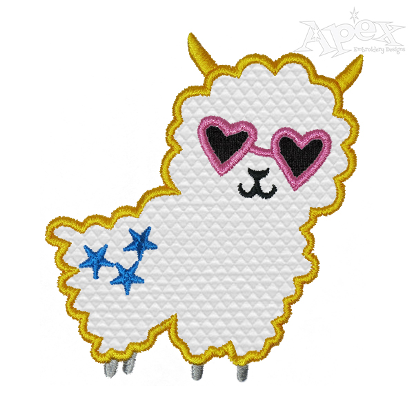Fluffy Llama Applique Embroidery Design