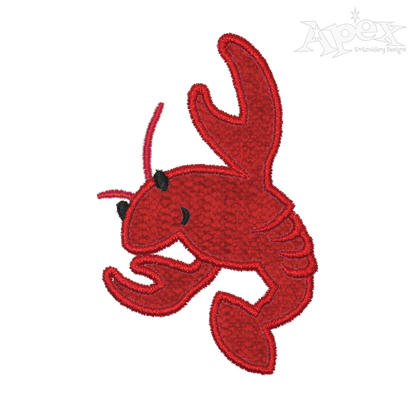 Crawfish Applique Embroidery Design