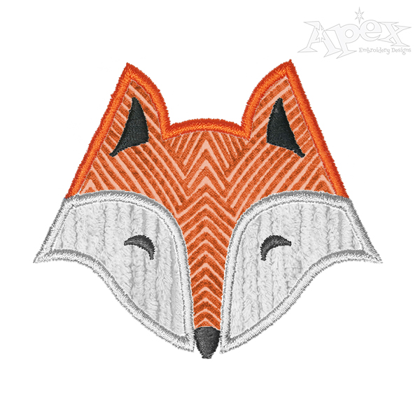 Cute Fox Applique Embroidery Design