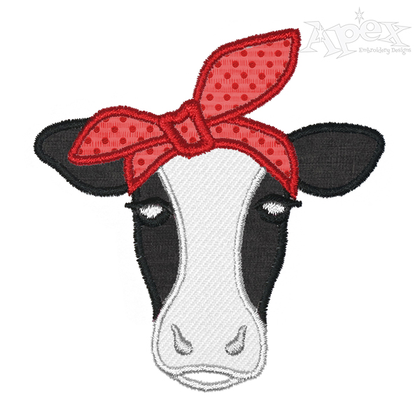 Bow Tie Cow Applique Embroidery Design
