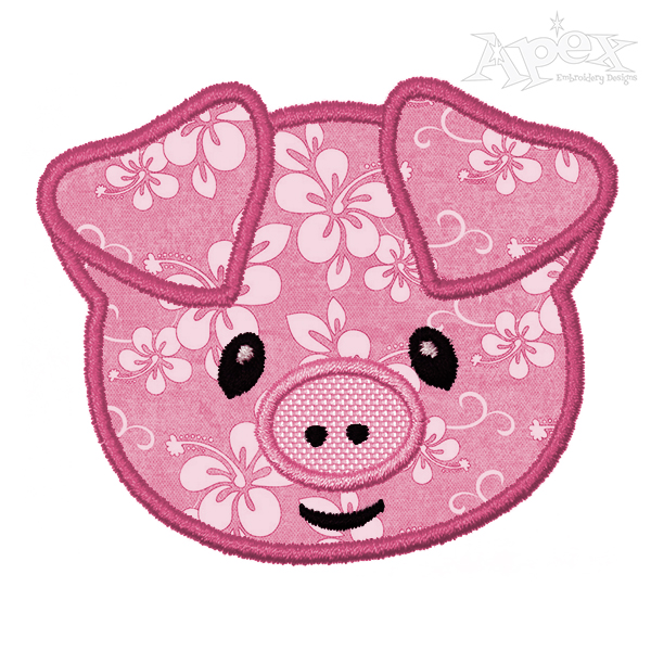 Cute Pig Applique Embroidery Design