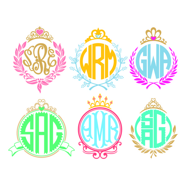 Princess Crown Monogram Frame Cuttable Design Apex Embroidery Designs Monogram Fonts Alphabets