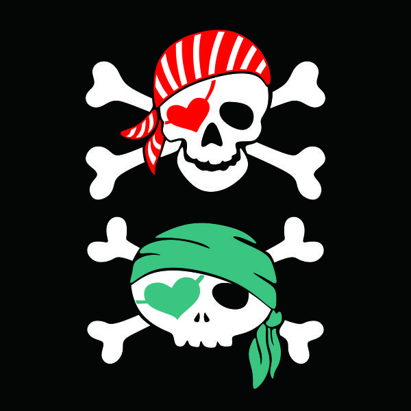 Heart Pirate Skull SVG Cuttable Designs