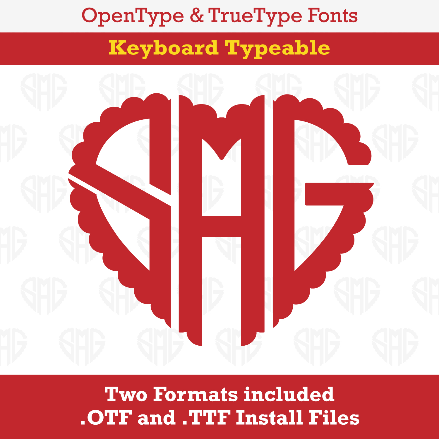 Heart Scalloped Monogram TrueType Font