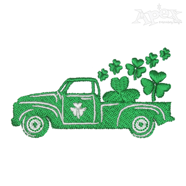 Shamrock St. Patrick's Day Truck Embroidery Design