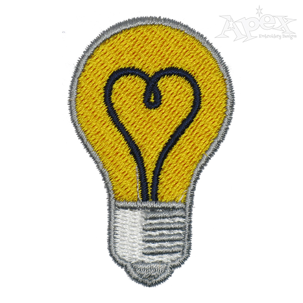 Heart Light Bulb Embroidery Design