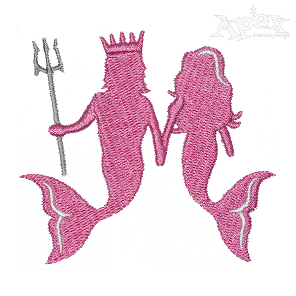 Mermaid Couple Embroidery Design