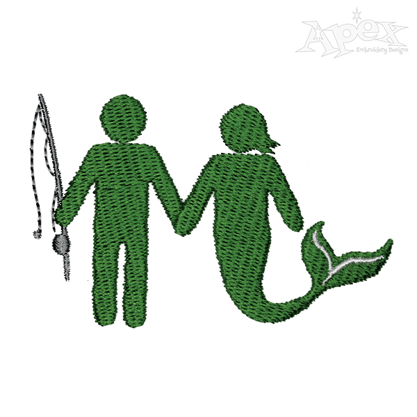 Fishing Mermaid Couple Embroidery Design
